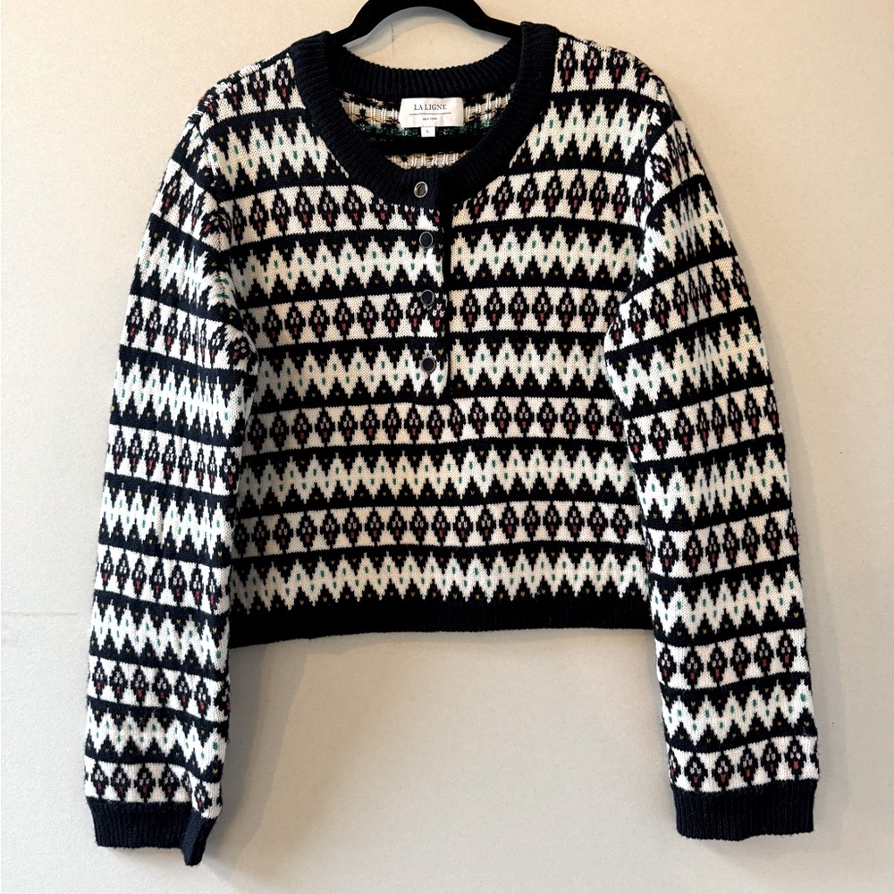 La Ligne Fair Isle Merino Wool Sweater